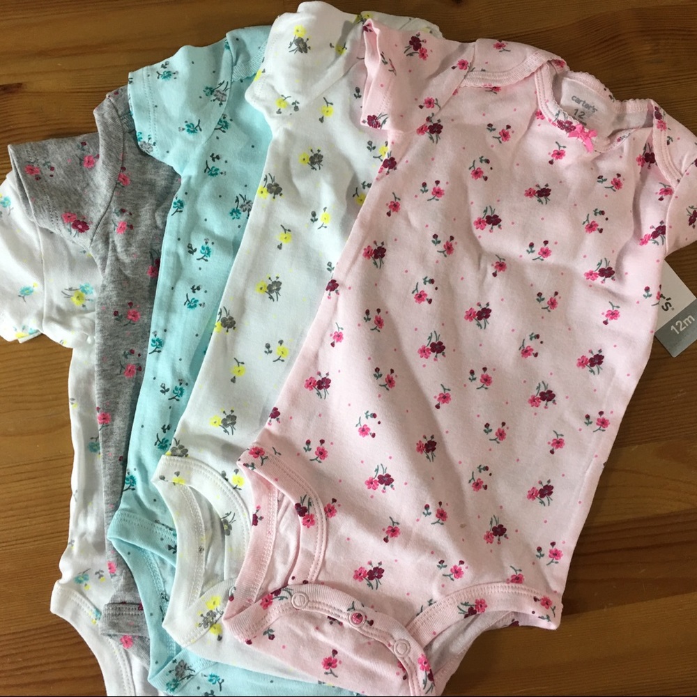  Carters 5 Bodysuits Carters Floral Flowers Pack - Picture 7 of 7